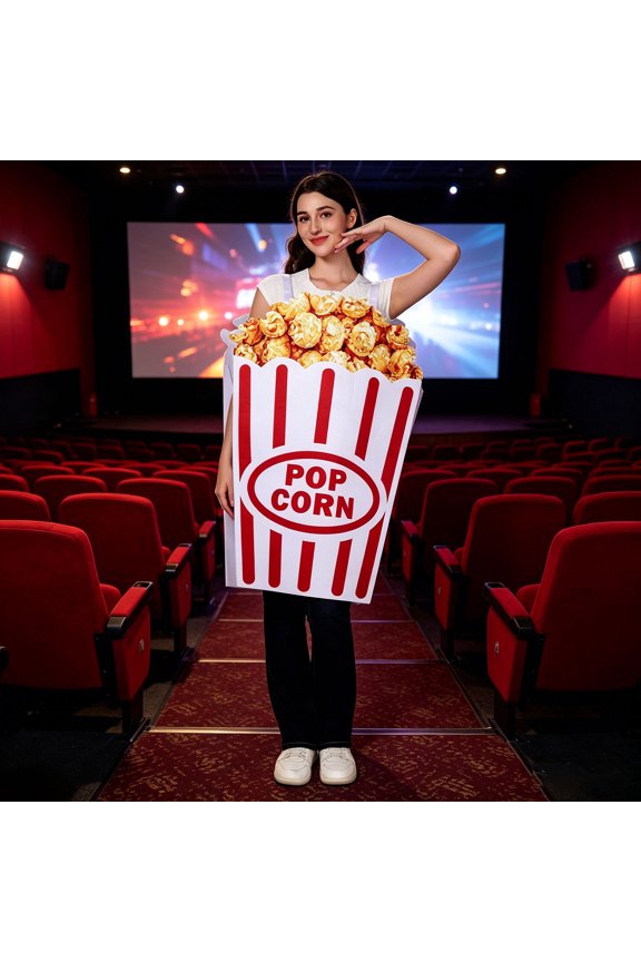Adult Popcorn Halloween Costumes Food Cosplay Outfit Campus Party Stage Performance Fancy Dress Up Halloween Costume One Size
