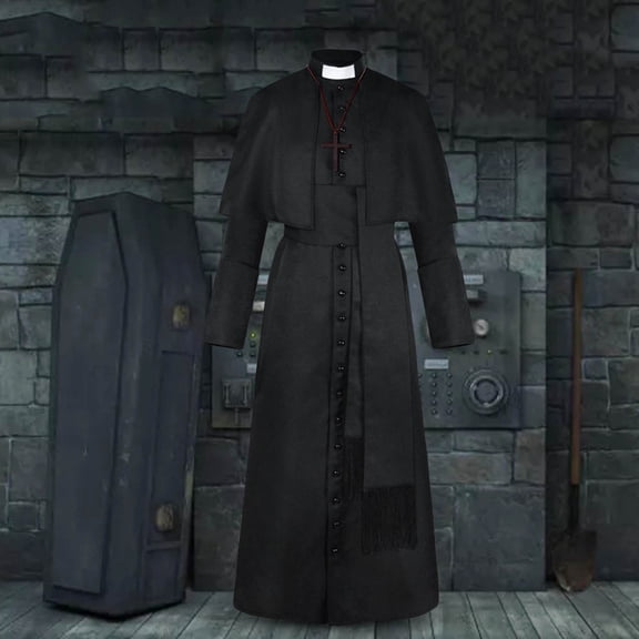 FASHOFT Adult Priest Halloween Costumes Medieval Vintage Cosplay Outfit Religious Role Play Party Stage Performance Fancy Dress Up Halloween Costume M