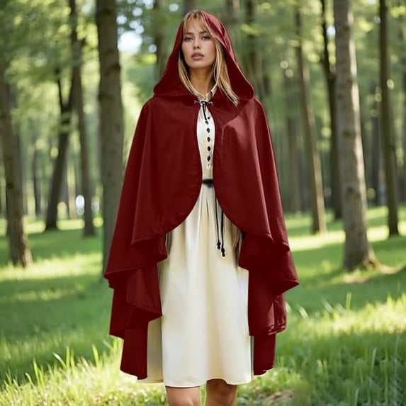 FASHOFT Adult Renaissance Hooded Cape Halloween Velvet Shawl Cosplay Outfit Historical Theme Party Stage Performance Fancy Dress Up Halloween One Size