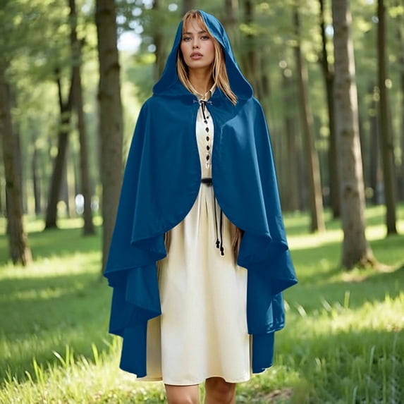 FASHOFT Adult Renaissance Hooded Cape Halloween Velvet Shawl Cosplay Outfit Historical Theme Party Stage Performance Fancy Dress Up Halloween One Size