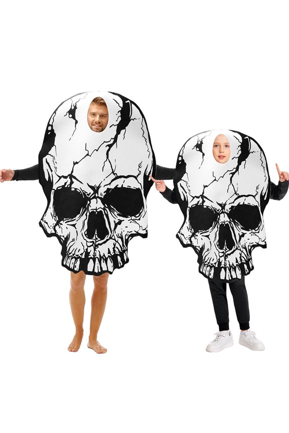 Adult Skull Print Halloween Funny Skeleton Head Cosplay Outfit Stage Performance Unique Graphic Party Fancy Dress Up Halloween M