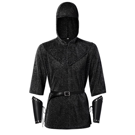 FASHOFT Adult Templar Knight Halloween Chainmail Style Shirt Knight Cosplay Outfit Theme Party Stage Performance Role Play Dress Up Halloween XS