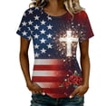 thumbnail image 1 of FASHOFT American Flag Patriotic Shirts for Women 4th of July Shirt USA Flag Stars Stripes Graphic Shirt Summer Casual Tops Red XXL, 1 of 2