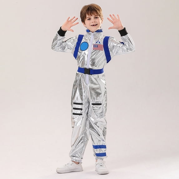 FASHOFT Baby Boy Halloween Outfit Astronaut Pilot Space Suit Cosplay For Kids Carnival Party Stage Performance Dress Up Wear Halloween Blue 5-6 Years