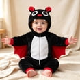 thumbnail image 1 of FASHOFT Baby Boy Halloween Outfit Cute Bat Style Zip Up Long Sleeve Romper Cosplay Jumpsuit For Baby Halloween Party Wear Baby Halloween Black 1-3 m, 1 of 7