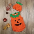 thumbnail image 1 of FASHOFT Baby Boy Halloween Outfit Fall Winter Sleeveless Pumpkin Romper With Hat Kids Set For Holiday Cosplay Dress Up Casual Wear Halloween Orange 18-24 Months, 1 of 8