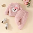 thumbnail image 1 of FASHOFT Baby Girl Easter Outfit Cute Rabbit Embroidered Long Sleeve Top and Pants Set 2 Piece Spring Outfits Set Pink 6-9 Months, 1 of 9