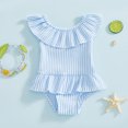 thumbnail image 1 of FASHOFT Baby Girl Swimsuit Cute One Piece Bathing Suit Ruffles Swimwear Toddler Kids Swim Suit for Beach Poor Sky Blue, 1 of 4