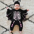 thumbnail image 1 of FASHOFT Baby Halloween Costumes Infant Outfit Uniform Bat Costume Clothes Ropmer with Hat Newborn Onesie Black 0-3 Months, 1 of 9