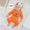 thumbnail image 1 of FASHOFT Baby Halloween Long Sleeve Long Pants One Piece Romper 3 Color Options Soft Fall Winter Bodysuit Casual Holiday Wear Baby Halloween Clothes Orange 6-12 Months, 1 of 6