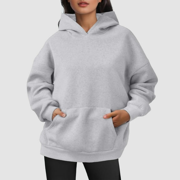 FASHOFT Baggy Hoodies for Women Oversized Sweatshirts Casual Long Sleeve Pullover Sweaters Workout Athletic Tops Grey L