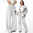 thumbnail image 1 of FASHOFT Baggy Sweatpants for Girls Bow Drawstring Wide Leg Y2k Sweat Pants Casual Loose Athletic Preppy Joggers with Pockets Grey, 1 of 6
