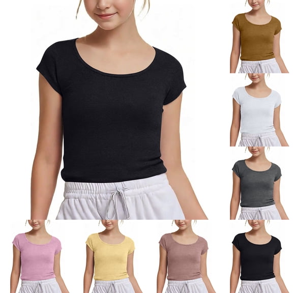 FASHOFT Basic Shirts For Girls Ribbed Rose Red Cropped Slim Camisole Vest Elastic Breathable Fashion Sporty Teen Daily Top Girls Daily Tops Black