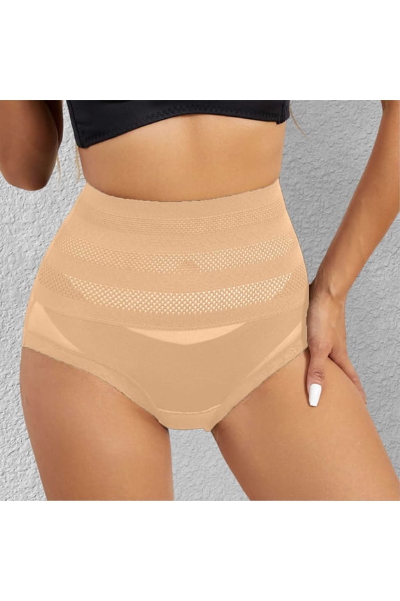 Beige Shapewear Shorts For Women Lace Trim High Waist Postpartum Shaper Panties Breathable Waist Belly Smoothing Booty Lift Intimates White Shapewear L