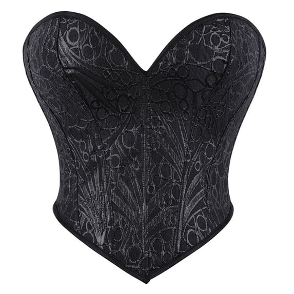 FASHOFT Black Corset Tops For Women V Neck Push Up Boned Court Style Waist Cincher Bustier Tight Fit Waist Cinching Outerwear Body Shaper Top Bustier Top L