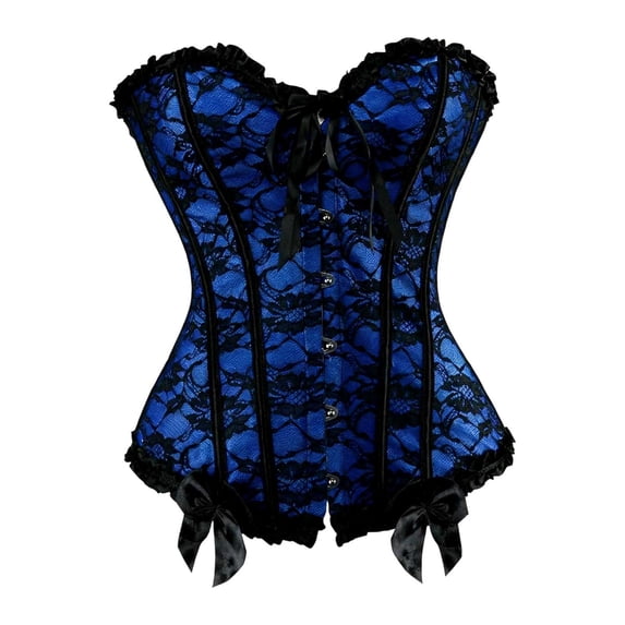 FASHOFT Blue Renaissance Corset Top For Women Lace Waist Cinching Shaping Body Shaper Tummy Control Firm Everyday Wear Innerwear Corset XL