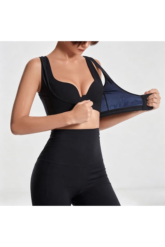 Blue Tummy Control Shapewear For Women Sleeveless Yoga Tank Top With Bust Support Seamless Back Smoothing Compression Intimates For Daily Workout Shapewear L