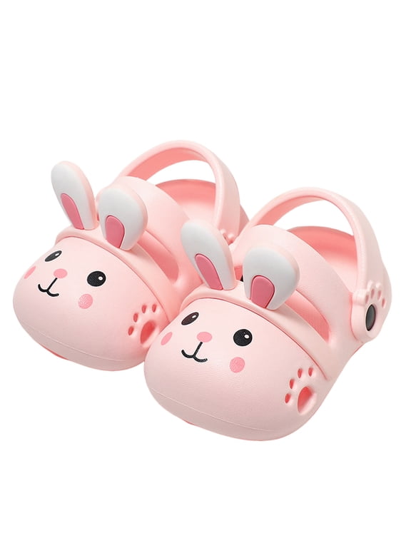 Boys And Girls Kids EVA Slides Soft Comfortable Bumper Toe Cute Rabbit Summer For Toddler Daily Wear Kids Shoes Pink 3-4 Years