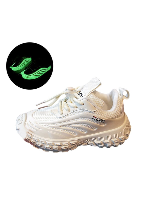 Boys And Girls Kids Glow In The Dark Sneakers Spring Soft Sole Chunky For Toddler Running Wear Kids Shoes Beige 4.5-5 Years