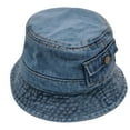thumbnail image 1 of FASHOFT Boys And Girls Kids Denim Cool Bucket Hats Vintage Distressed With Pockets Short Brim For Toddler Daily Wear Kids Headwear Light blue One Size, 1 of 7