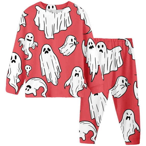 FASHOFT Boys Halloween Pajamas Kids Cozy Soft Long Sleeves Top and Pants 2 Piece Cool Pjs Pajama Sets Big Boys Sleepwear Red 2Y