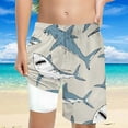 thumbnail image 1 of FASHOFT Boys Swim Trunks with Compression Liner Hawaiian Printed Bathing Suit Quick Dry Beach Poor Swimsuit Kids Swim Shorts Light Gray, 1 of 5