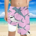 thumbnail image 1 of FASHOFT Boys Swim Trunks with Compression Liner Hawaiian Printed Bathing Suit Quick Dry Beach Poor Swimsuit Kids Swim Shorts Pink, 1 of 5