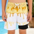 thumbnail image 1 of FASHOFT Boys Swim Trunks with Compression Liner Ice Cream Printing Big Kids Bathing Suit Quick Dry Board Shorts Yellow 2-3 Years, 1 of 3