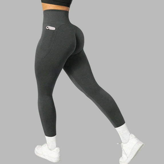FASHOFT Lifting Leggings for Women Gym Seamless Workout Leggings High Waist Tummy Control Yoga Pants Dark Gray L