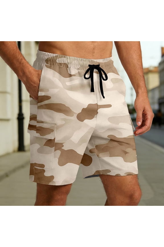 Casual Shorts For Men Twill Weave Gradient Camouflage Multi Pocket Side Insert Loose Workout Shorts Camouflage S