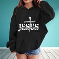 thumbnail image 1 of FASHOFT Christian Hoodies for Girls Bible Verse Religious Christian Sweatshirt Hooded Pullover with Pocket Long Sleeve Fall Tops Black 4-5 Years, 1 of 4