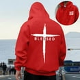 thumbnail image 1 of FASHOFT Christian Hoodies for Men Blessed Bible Verse Graphic Sweatshirts Inspirational Religious Faith Pullover Tops Red XXL, 1 of 7
