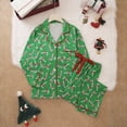 thumbnail image 1 of FASHOFT Christmas Pajamas for Women Set Cute Candy Cane Graphic Button Down 2 Piece Pjs Pants Set Ruffle Notch Collar Xmas Sleepwear L, 1 of 9