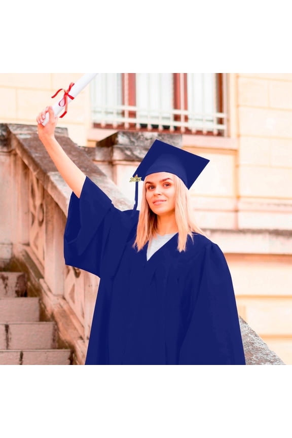 Classic Masters Graduation Cap And Gown With Tassel Package Unisex Blue 42