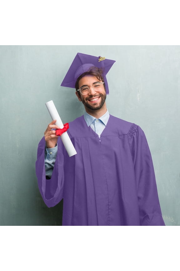 Classic Masters Graduation Cap And Gown With Tassel Package Unisex Purple 39