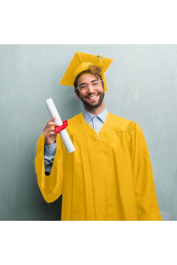 Classic Masters Graduation Cap And Gown With Tassel Package Unisex Yellow 45