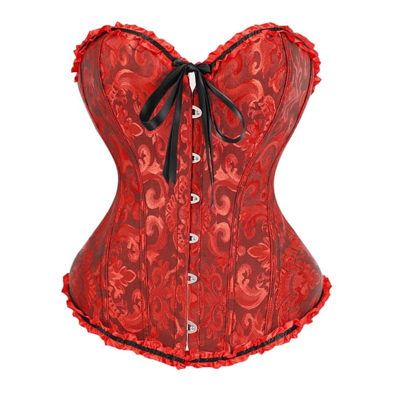 FASHOFT Corset Shapewear For Women Vintage Court Style Boned Lace Up Bandeau Bustier Waist Cinching Outerwear Body Shaper For Gown Matching Structured Corset Tops S