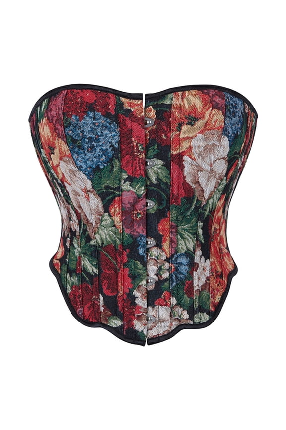 Corset Tops For Women Medieval Style Floral Pattern Boned Waist Cinching Top Body Shaping Themed Event Wear Bustier Medieval Corset S