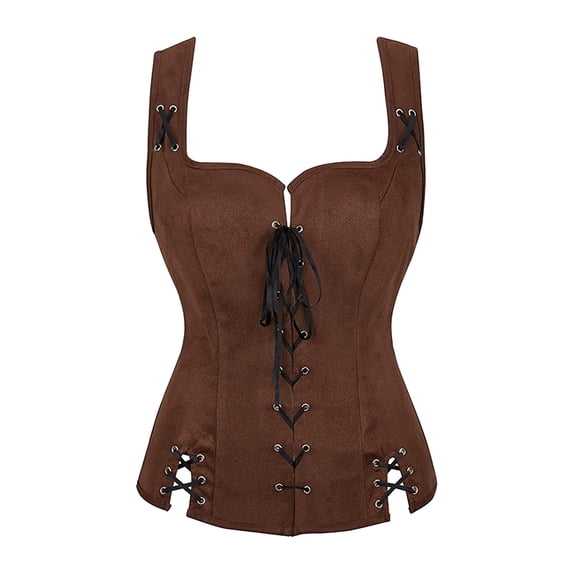 FASHOFT Corset Tops For Women Renaissance Steampunk Royal Corset Vest Lace Up Steel Boned Waist Shaping Outer Bustier Leather Corset XXXL