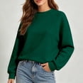 thumbnail image 1 of FASHOFT Crew Neck Sweatshirt For Women Oversized Long Sleeve Solid Comfy Pullover Basic Hoodie Fall Outfits Green S, 1 of 6