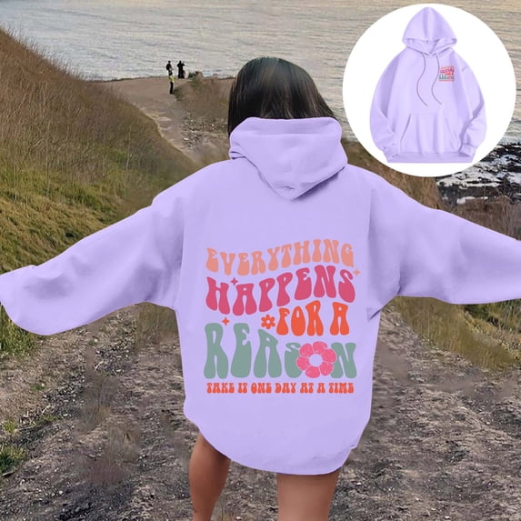 FASHOFT Cute Palm Hoodies For Women Oversized Graphic Sweatshirt Baggy Aesthetic Hoodie Y2k Trendy Teen Girls Preppy Clothes Purple S