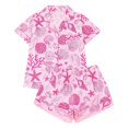 thumbnail image 1 of FASHOFT Cute Silk Pajamas for Women Set Satin Fruit Print 2 Piece Button Up Short Sleeve Pj Soft Lounge Valentines Sleepwear Pink XXL, 1 of 7