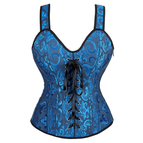 FASHOFT Dark Blue Corset Shapewear For Women Tummy Control Bust Shaping Adjustable Strap Top Waist Cinching Tight Fit Comfortable Body Shaper For Daily Wear Corset Tank Top XS