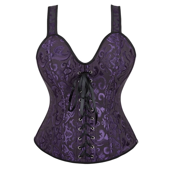 FASHOFT Dark Purple Corset Shapewear For Women Tummy Control Bust Shaping Adjustable Strap Top Waist Cinching Tight Fit Comfortable Body Shaper For Daily Wear Corset Tank Top XXXXL