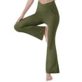 thumbnail image 1 of FASHOFT Flare Leggings for Women Crossover High Waist Yoga Pants with Pockets Bootcut Flared Leggings Workout Stretchy Bell Bottom Army Green S, 1 of 7