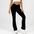 thumbnail image 1 of FASHOFT Flare Leggings for Women Crossover High Waist Yoga Pants with Pockets Bootcut Flared Leggings Workout Stretchy Bell Bottom Black L, 1 of 5