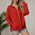 thumbnail image 1 of FASHOFT Full Zip Up Hoodies for Women Lightweight Oversized Sweatshirts with Pockets Long Sleeve Thin Casual Hooded Jackets Red S, 1 of 3