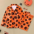 thumbnail image 1 of FASHOFT Funny Halloween Pajamas for Women Set Cute Ghost Pumpkin Printing Button Down Shirts and Pants Matching Pajama Loung Set Red S, 1 of 8