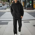 thumbnail image 1 of FASHOFT Fuzzy Sweatsuits for Men 2 Piece Lounge Sets Hoodies with Pocket and Wide Leg Pants Sleepwear Casual Outfits Set Black L, 1 of 9