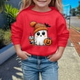 thumbnail image 1 of FASHOFT Gilrs Halloween Sweatshirt Pumpkin Ghost Graphic Hoodies Toddler Shirt Crewneck Long Sleeve Fall Tops Red 10-11 Years, 1 of 4